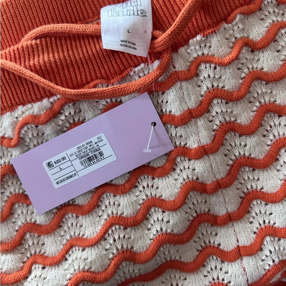 NEW WITH TAGS Large Wild Fable Orange and Cream Wavy Knit Swim Coverup Shorts